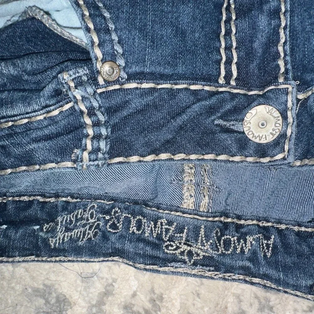 Almost Famous Women's Size 9 Skinny Jeans White Thread Low Rise Vintage 2000s - Picture 10 of 16